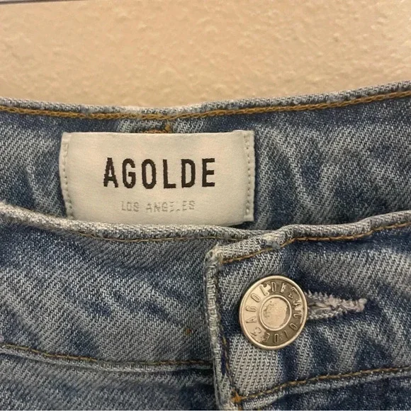 AGOLDE Riley Distressed Jeans Light Wash Denim Size 30 Button Fly - Picture 3 of 8